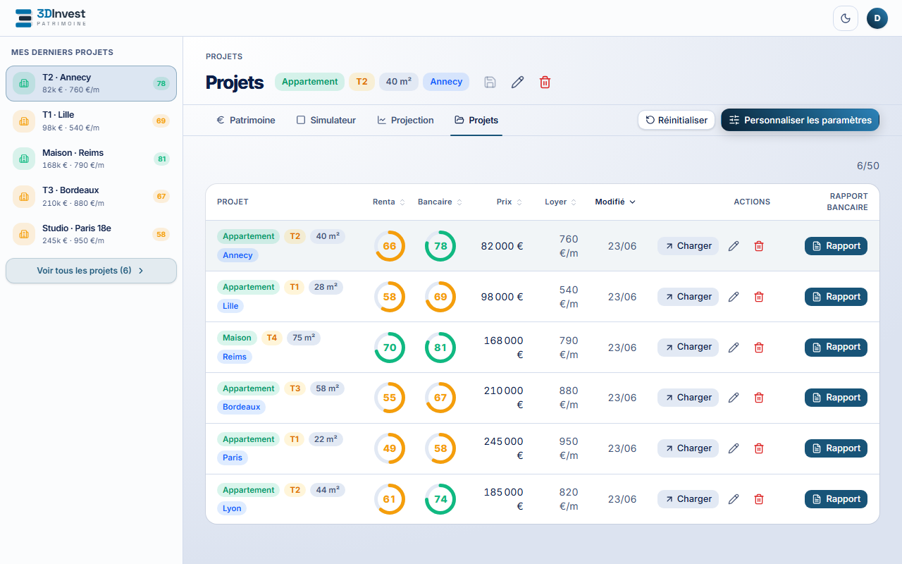 Projets — 3DInvest (desktop)